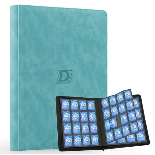 Deoyibu Álbum de tarjetas coleccionables grande para más de 1000 tarjetas, 16 compartimentos, álbum de recortes con cremallera, encuadernación para tarjetas comerciales, para YuGiOh, MTG, tarjetas