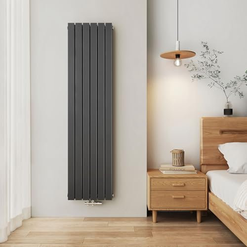 EMKE Radiador Vertical, 1800x460 mm,Conexión Central, Radiador Mural de Doble Capa, Antracita, 1670 Vatios