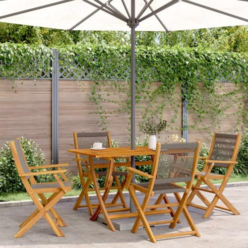 qohoio 5-TLG. Garten-Essgruppe Garden Furniture GartenmöBel Set Gartentisch Mit StüHlen Essgruppe Outdoor Polypropylen und Massivholz Grau