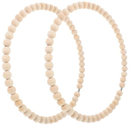KITANDOVE 2stücke Rustikale Holzperlen Kranz Dekoration Hängende Beaded Wreath Für Wohnzimmer Schlafzimmer Und Hochzeiten Vielseitige Wanddekoration Boho-stil