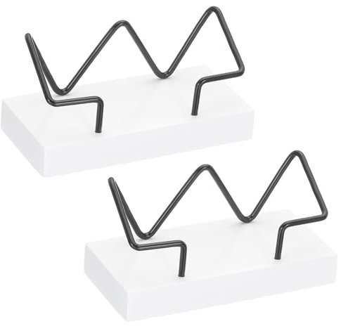 PATIKIL Holz Visitenkartenhalter für den Schreibtisch, 2 Stück Desktop Visitenkartenhalter aus Holz Namenskarten Display Ständer Organizer für Büro Zuhause Ausstellung, Weiß, Schwarz