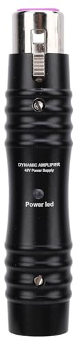 Preamplificatore per Microfono Dinamico, Preamplificatore per Microfono 48V 28DB XLR Cancellazione del Rumore Professionale 3.0mA per Scheda Karaoke (BLACK)