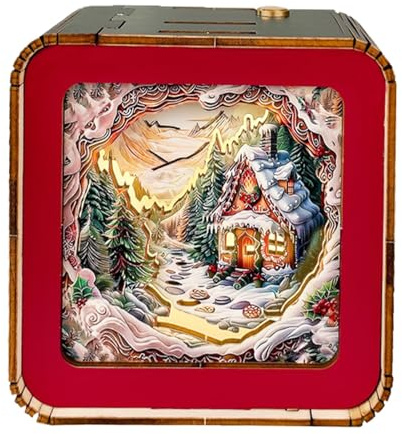 Rrlihjgu Puzzles aus Holz, kabellos, 3D-Nachtlicht, Holzpuzzle mit LED-Licht | tragbare Kunstlampe | 3D-Nachtlicht aus Holz, Puzzle-Spielzeug, Kunstlampe, Weihnachtsdekoration für Zuhause und Zuhause