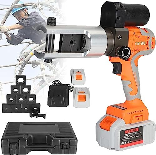 Pinza crimpatrice idraulica elettrica, alimentata a batteria, 16-300 mm², ricaricabile con morsetti rotanti a 360°, coppia 380 Nm, ideale per applicazioni di crimpatura dei cavi