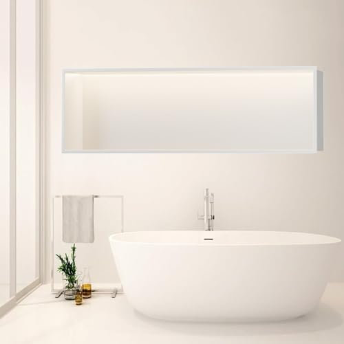 BESTXH Weiß,120x28x12.5cm, Wandnische Aus Edelstahl Mit Led-Beleuchtung, Einzelregal FüR Die Nische, Wandnische FüR Die Nische, FüR Die Badezimmeraufbewahrung