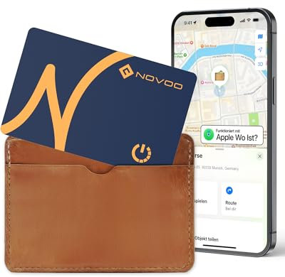 NOVOO Slim SmartCard Wallet Tracker, Air Locator Tag - 1.6mm Thin, 6-Year Battery, IP68 Waterproof, Apple Find My Compatible (iOS Only), Bluetooth GPS Item Finder