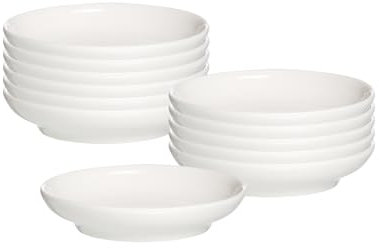 Ritzenhoff & Breker Levi Beilagenteller 10 cm, 12er Set, Runde Brotteller mit leichten Reliefstreifen, Spülmaschinenfest, Porzellan, Weiß