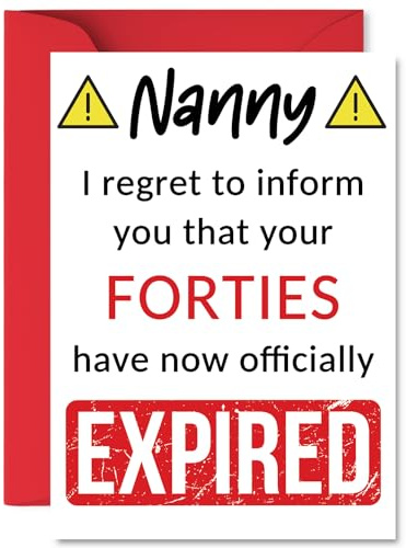Funny 50th Birthday Cards for Nanny, Your Forties Have Expired | Happy Birthday Card for Nanny Nan from Grandson Granddaughter, A5 Banter Joke Humour Bday Greeting Cards Gift