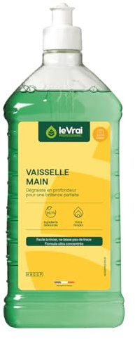 LE VRAI PROFESSIONNEL - Liquide Vaisselle, Parfum Fruité - 6 x 1L - Ultra Dégraissant, Non moussant, Haute Brillance - Désincruste les Salissures - Fabrication Française