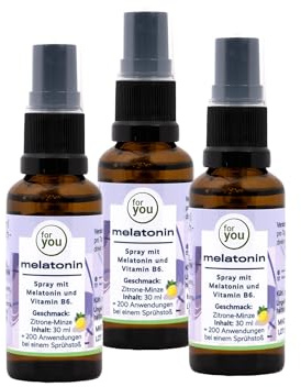 for you Melatonin Spray Dreierpack - Einschlafspray Alternative - Hochdosiert mit reinem Melatonin (0,5mg pro Stoß) - 200 Tage Vorrat - Hochdosiert mit Lavendel ohne Alkohol - vegan, 30 ml