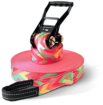Slackline Set, Zig Zag, 25 Meter Länge, Komplettset für Kinder, Anfänger, Fortgeschrittene und Profis, inklusive Tragebeutel
