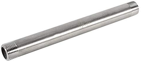 Conexión de tubería roscada macho de acero inoxidable 304 BSP de 200 mm, conector externo de doble rosca de 1/4, 1/2, 3/4, 1(DN15*200mm=1/2)