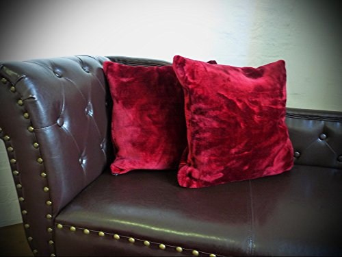 Natur-Fell-Shop Kissen Kissenhülle Dekokissen Plüschkissen - passend zu unseren Kuscheldecken - Farbe und Größe zur Auswahl (60 x 60 cm, brombeer)