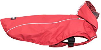 CHIARA Scotty Regenjacke mit Geschirr CHJ-Y1811RD-L-CHIARA-Regenmantel, Regencape (Größe: L, Material: 100% Polyester, sportlich, wasserdicht, innen liegendes Geschirr), Rot