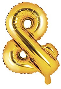 PartyDeco Folienballon Symbol & Gold-Geburtstag Hochzeit Jahrestag Folienballon Symbol &- Gold Größe ca. 35 cm Geburtstag Hochzeit Verlobung Silvesterparty Folienballon Hel Deko Geburtstag