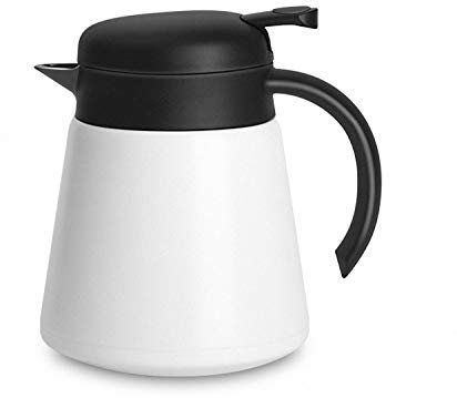 Luvan 0.8L Thermoskanne 304 Edelstahl Doppelwand Vakuum Isolierte Kaffee Topf Kaffee Thermos, Kaffee Plunger, Saft/Milch/Tee Isolierung Topf (Weiß)