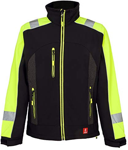 URG Softshell Arbeitsjacke Wasserdicht Winterjacke Warnjacke Fleecefutter Schwarz Gelb (GL-8364) (L)