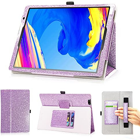 DMLuna Schutzhülle für Vankyo MatrixPad S20 Tablet 25,4 cm (10 Zoll), PU-Leder, Standfunktion, Handschlaufe und Kartenschlitz, Violett