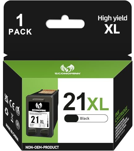 Economink 21XL Schwarz Kompatibel für HP 21 XL Druckerpatronen für DeskJet F2180 F4180 F2280 F380 F370 F375 F4100 D2360 F2224 OfficeJet 4315 PSC 1410 1400 Drucker (1er-Pack)