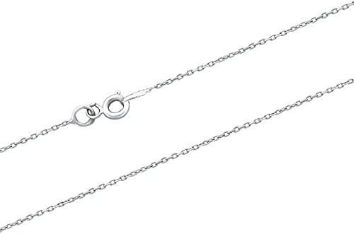 MYSTIC JEWELS - Feine AnkerKette Diamantiert, 925 Sterling Silber Rhodiniert Kette, 1 mm, erhältlich in 40,45,50,55,60 cm (45 cm)
