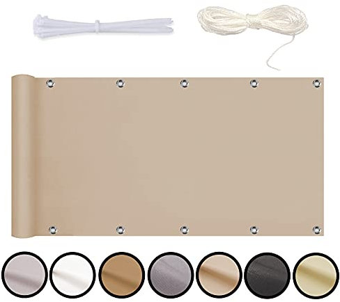 MEEYI Brise Vue Retractable 120x900cm Couverture de confidentialité Écran Balcon Brise-Vue Occultant Opaque Protection UV Résistant aux Déchirures et Vent Couleur Sable