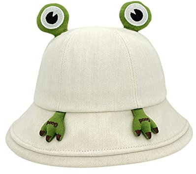 Damen Fischerhut Sonnenhut,Frosch-Eimer-Hut, Frosch-Angler,Faltbar Bucket Hat Anglerhut,Sommer UV-Schutzhut Baumwollfrosch Eimer Strandhut Fishermütze Outdoor Hut für Erwachsene Frauen Herren
