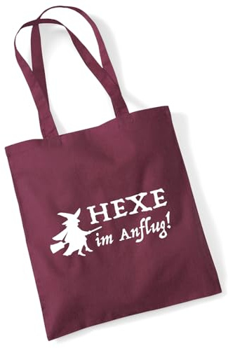 Huuraa Jutebeutel Hexe im Anflug Geschenk | Baumwollbeutel 10 Liter Stoffbeutel Beutel aus Baumwolle Tasche Geschenkidee Einkaufstasche Langen Henkel