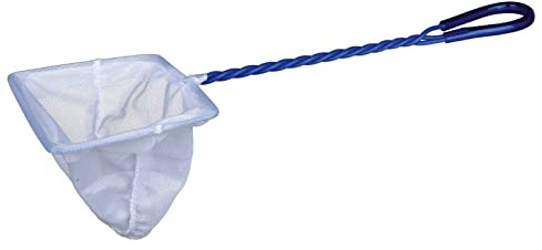 White Fine Mesh Aquarium Fish Net 2, 3, 4, 5, 6, 8 & 10 inch - Quick Catch Nylon for Pond, Tank, Cleaning