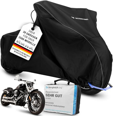 MYCOVER handgefertigte Chopper Abdeckplanen Motorradabdeckplane Winterfest & Atmungsaktiv - reißfeste Chopper Abdeckhaube -Outdoor & Indoor Motorcycle Cover - Größe C-XL