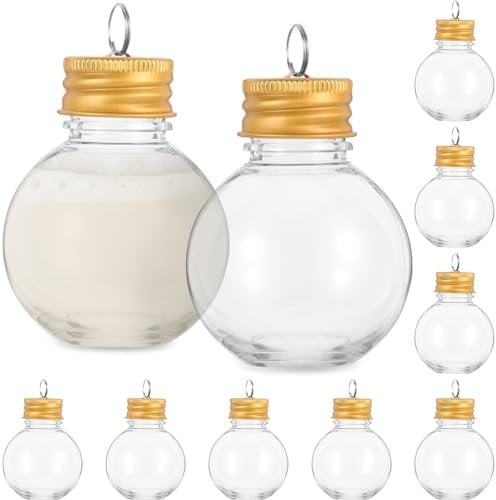Operitacx Transparente Weihnachtskugel, 10 Stück lebensmittelechte Weihnachtskugeln, für Weihnachtsbaum, Hochzeit, Partydekoration und Verschiedene Verwendungsmöglichkeiten, 50 ml