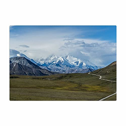 Vero Home 18011 Glas-Schneidebrettchen | Motiv Natur Mount McKinley | rutschfest, kratzfest und lebensmittelecht | Maße: 29 x 20 cm