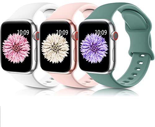 Higgs 3 Pack Bracelets Sport Silicone Doux Compatible Apple Watch 38/40/41mm/42/44/45/46/49mm – Bracelet pour Series Ultra 2/10 /9/8 /7 /SE /6/5 /4/3 /2/1 – Femme Homme