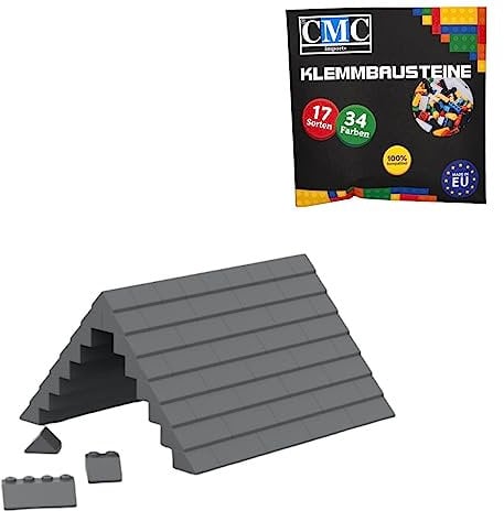 CMC imports 75 Klemmbausteine Dachsteine Dachbausteine Klemmbausteine Noppen Roof Slopes Ridged Tile Mix 6 vers. Farben (Dunkel - Grau / 851)