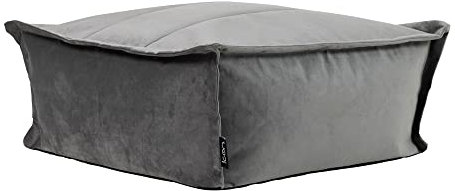 Icon Vita Hocker, Dunkelgrau, Flauschiger Samt Stoff, Samt Sitzsack, Sitzpuff Hocker mit Füllung, Riesen Fußhocker für das Wohnzimmer, Deko Wohnzimmer