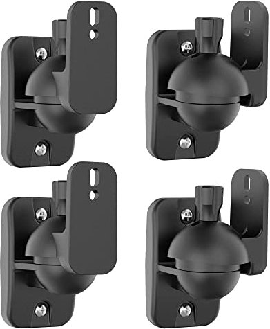 Cozycase 4 Pcs Speaker Wall Mount Brackets with Fittings - Adjustable Satellite Speaker Wall Mount Kit | Rotatable | Tiltable for Surround Sound Speakers, Hold up to 7.7lbs, Black