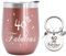 Edelstahl Kaffeebecher mit Gravur, 40. Geburtstag Geschenk für Frauen, 40&Fabulous Thermobecher, Inspirierend Geschenk für Frauen, Freundin, 350ml Roségold Kaffeetasse mit Schlüsselanhänger