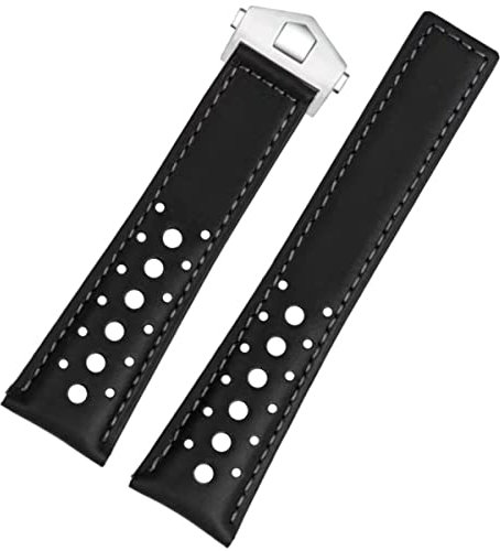 FOUUA Uhrenarmband 22mm for TAG Heuer Monaco Leder Echtleder-Uhrenarmband mit Blauen Schwarz Armband Uhrenarmband Ersetzen for TAG Heuer Monaco for TAG Heuer Carrera Aquarace Serie