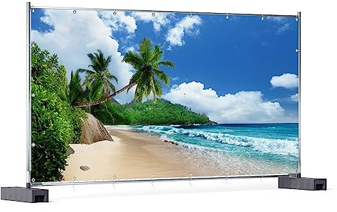 Wallario XXL Outdoor-Poster für Garten oder Balkon Urlaub auf den Seychellen unter Palmen am Sandstrand, Motivbanner Größe: ca. 340 x 173 cm, Outdoor-Bild