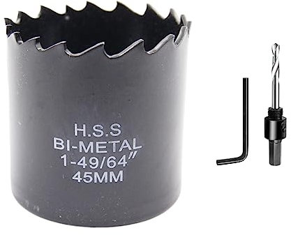 Sega a tazza 45mm LAIWEI bi-metallo fresa a tazza circolare HSS, spessore 1,8 mm, profondità di taglio fino a 38 mm, adatto per legno, plastica, cartongesso e tubi metallici