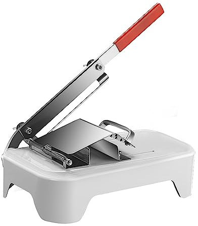 HUHJYUGE Meat Slicer Manual, Frozen Meat Slicer for Hot Pot Adjustable Thickness, Slicing Machine for Meat Cutting Multifunctional, Suitable for Meat Ribs Vegetables Frozen Meat