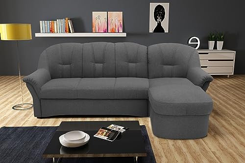 DOMO. collection Ecksofa Puno, kleines Sofa in L-Form mit Longchair, Couch, Polstermöbel, Eckcouch, 233 x 142 x 84 cm (BxTxH), grau