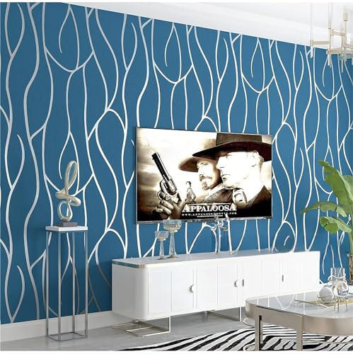 SAIMEYI Vliestapete Skandinavische Geometrische Muster Linien Moderne Minimalistische Mode Tapete für Wohnzimmer und Kinderzimmer (Blau-3366-9)