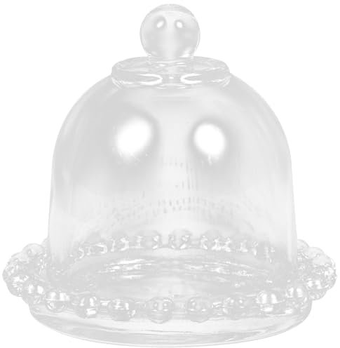 UPKOCH Glass Cupcake Plate Mini Cake Stand with Lid Cake Plate Dome Cover Single Cupcake Stand Fruit Tray Dessert Tray Food Serving Platter for Xmas Weeding