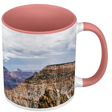 Mug de Couleur Qualité Premium Rose - Grand Canyon sous les Nuages Paysage Naturel du Farwest - Tasse avec anse et intérieur de couleur