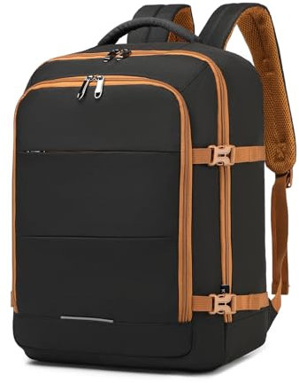 KONO Handgepäck-Rucksack für Untersitz, 45 x 36 x 20 cm, Handgepäcktasche, große Kapazität, Reise-Rucksack (schwarz/braun), schwarz/braun, Handgepäck-Rucksack unter dem Sitz(Schwarz/Braun)