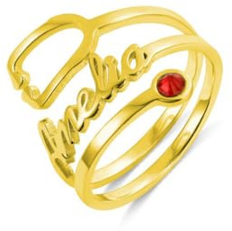 LONAGO Personalisierte Name Ring 925 Sterling Silber Stethoskop mit Benutzerdefiniertem Geburtsstein Band Ring für Frauen Krankenschwester Arzt