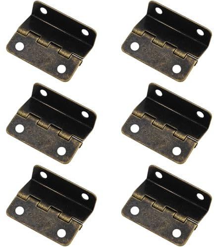Lot de 6 charnières décoratives à trois plis – Charnières demi-surface de 41 mm pour porte, armoire et coffre à bijoux (bronze antique)