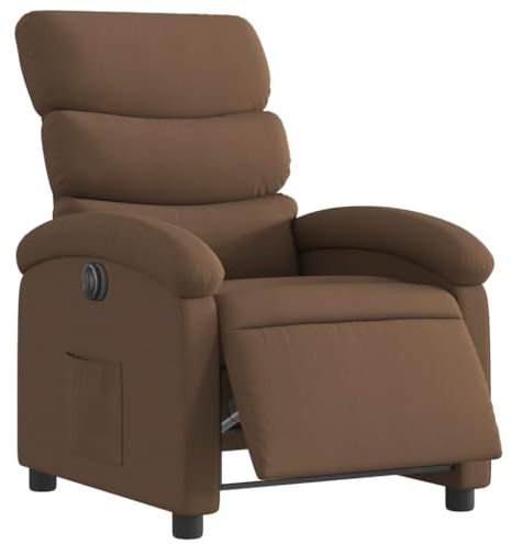 vidaXL Relaxsessel, Sessel für Wohnzimmer Elektrisch, Fernsehsessel mit Liegefunktion, Liegesessel Ruhesessel Polstersessel, Braun Stoff