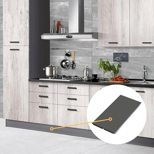 AERREGI SET ZOCCOLO CUCINA 2 +1 COMPLETO DI DUE ANGOLI E UNA GIUNZIONE | ZOCCOLO IN PVC COLORE PIOMBO IN TRE ALTEZZE 100, 120 E 150 mm | ARREDO MODERNO CUCINA (H120 mm)