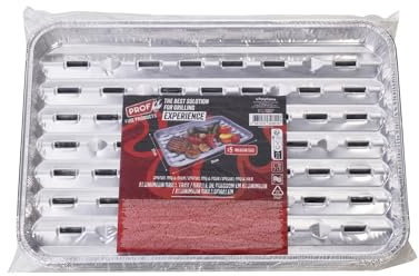 PROF Grilles de Cuisson pour Barbecue en Aluminium, Lot de 5 Barquettes pour Grillades, Viandes, Légumes, Résistantes à la Chaleur, Stop Graisse, Spéciales BBQ Charbon, Gaz, Plancha, 40807054